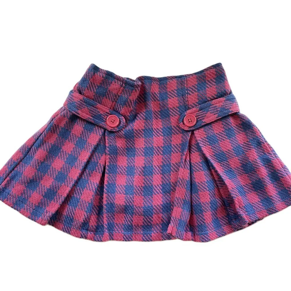 VINTAGE Y2K The Children’s Place Plaid Skort Size 5 Pink Blue Schoolgirl